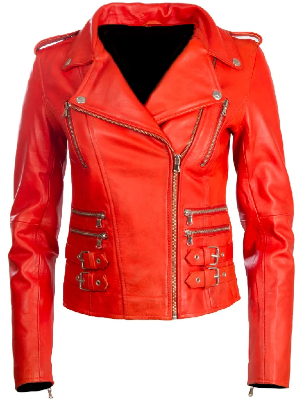 AGSM Women's Biker Jacket - Dark Orange Faux Fur Fabric Real Fur Fabric Shearling Fabric AGSM Women's Biker Jacket - Dark Orange Faux Fur Fabric Real Fur Fabric Shearling Fabric