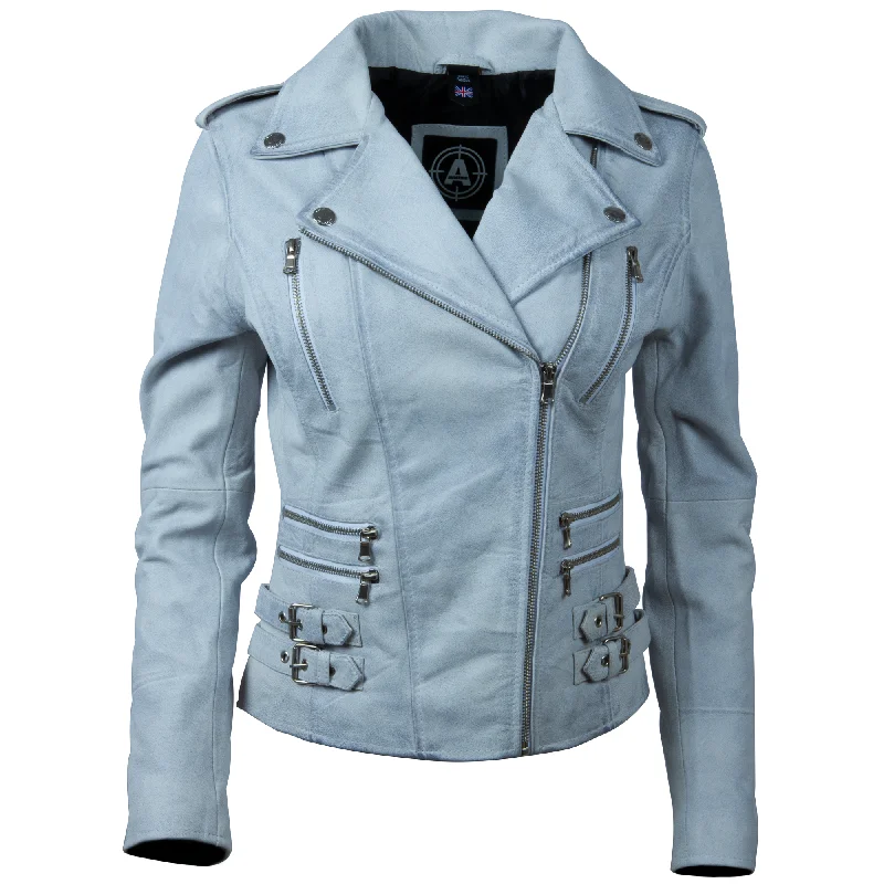 AGSM Women's Biker Jacket - Dirty White Quilted Jacket Puffer Jacket Insulated Jacket AGSM Women's Biker Jacket - Dirty White Quilted Jacket Puffer Jacket Insulated Jacket