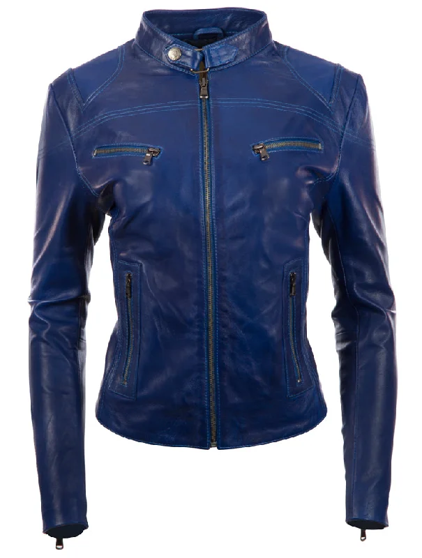 CRD9 Women's Original Jacket - Blue Snapped Jacket Toggled Jacket Drawstring Jacket