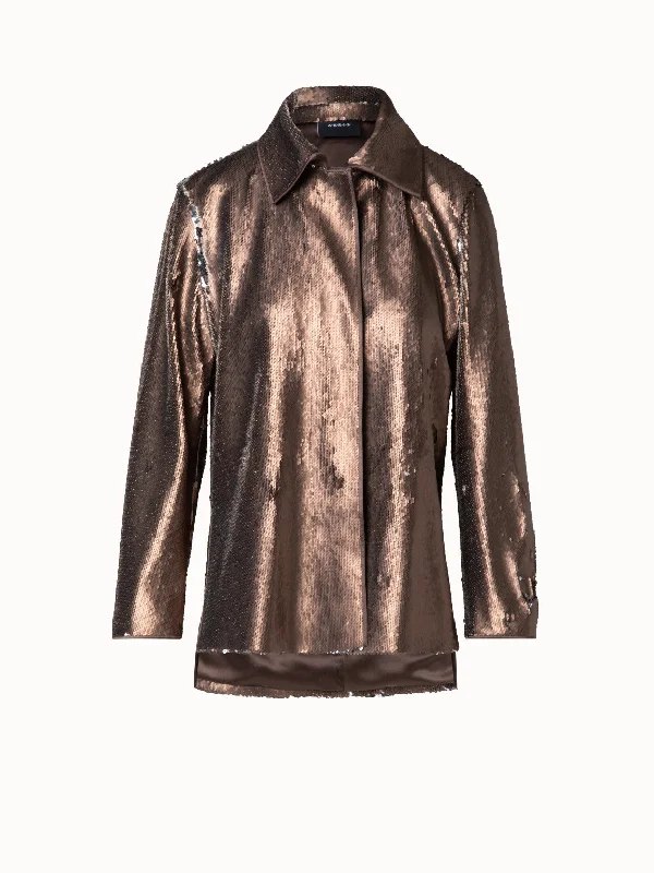 Bi-Color Sequined Jersey Jacket Knit Fabric Woven Fabric Fleece Fabric