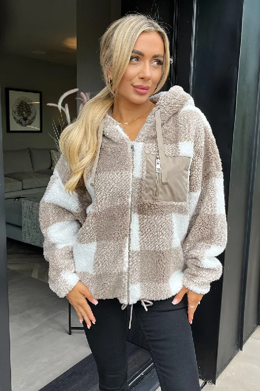 Biscuit Check Pocket Detail Hooded Teddy Jacket Stand-Up Collar Roll-Neck Collar Turtle Neck Biscuit Check Pocket Detail Hooded Teddy Jacket Stand-Up Collar Roll-Neck Collar Turtle Neck