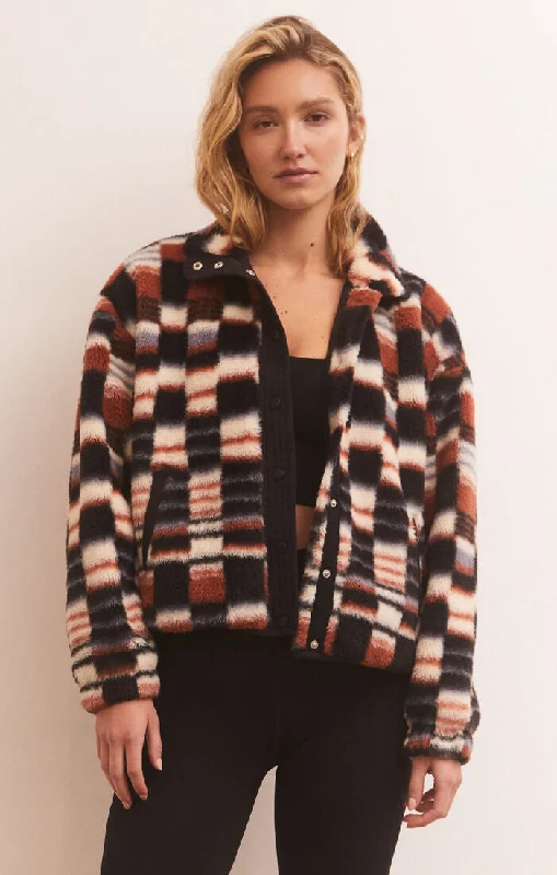 Bundle Up Check Jacket Front Pockets Side Pockets Patch Pockets