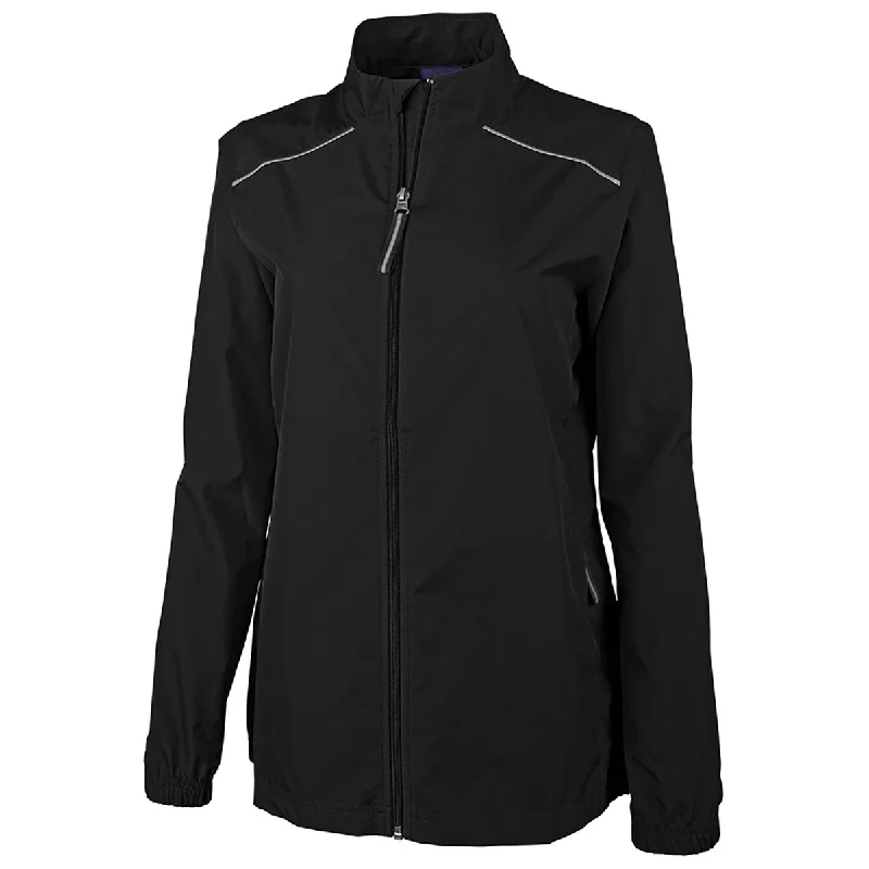 Charles River Women's Black Skyline Pack-N-Go Full Zip Reflective Jacket Herringbone Jacket Checkered Jacket Solid Jacket
