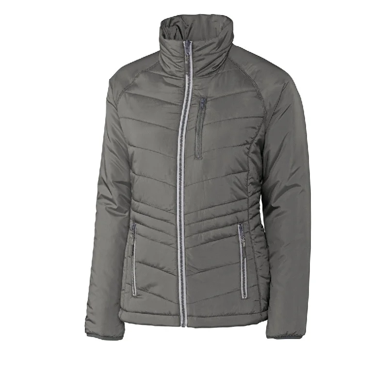 Cutter & Buck Women's Elemental Grey Barlow Pass Jacket Satin Fabric Silk Fabric Chiffon Fabric