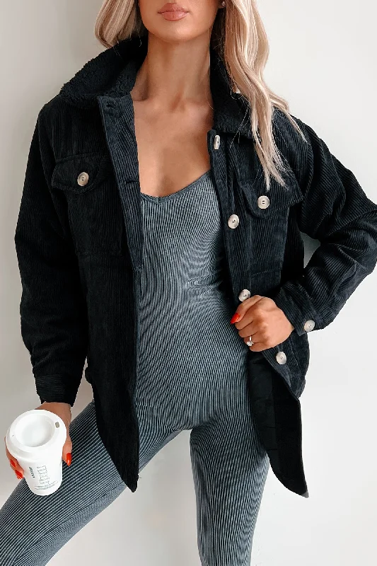 DOORBUSTER Fall's Well That Ends Well Corduroy Jacket (Black) Jacket Blazer Coat