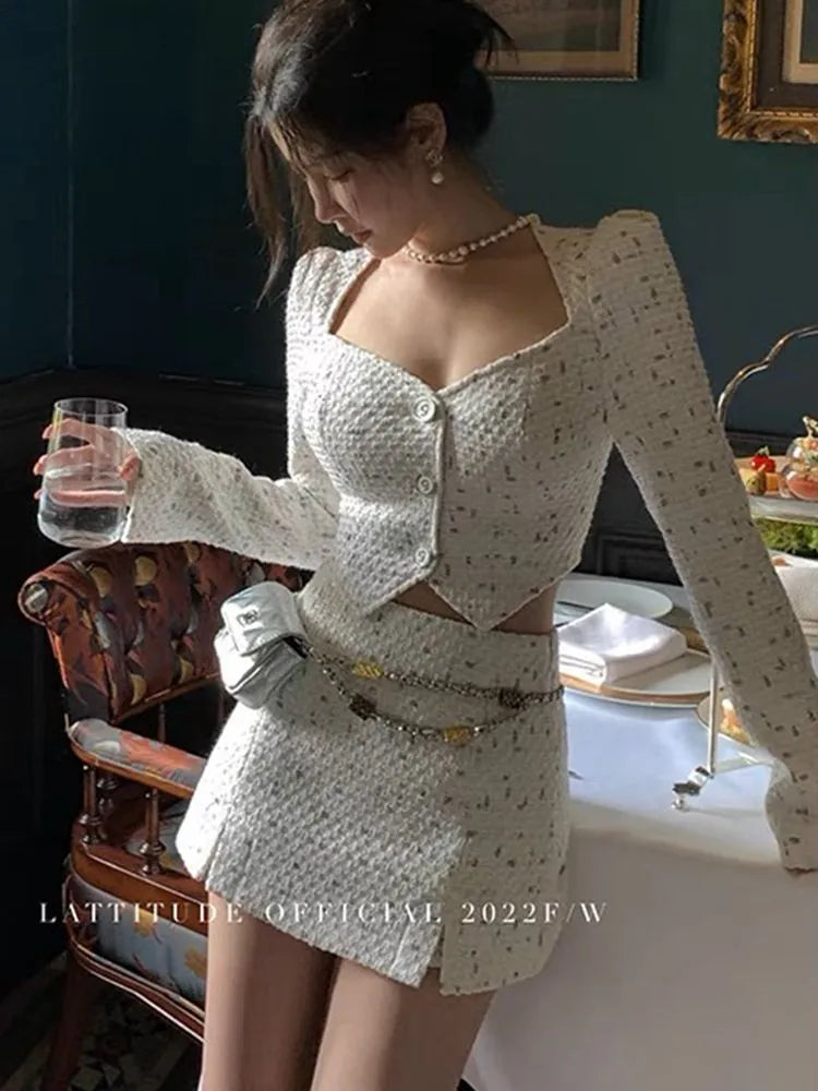 High Quality Small Fragrance Tweed 2 Piece Set Women Jacket Coat Crop Top + Skirt Sets French Luxury Elegant Two Piece Suits Denim Jacket Leather Jacket Suede Jacket