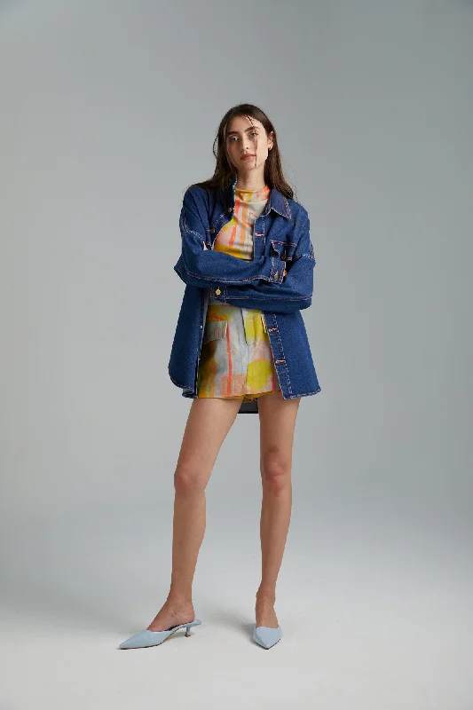 JACKET- INDIGO Herringbone Jacket Checkered Jacket Solid Jacket