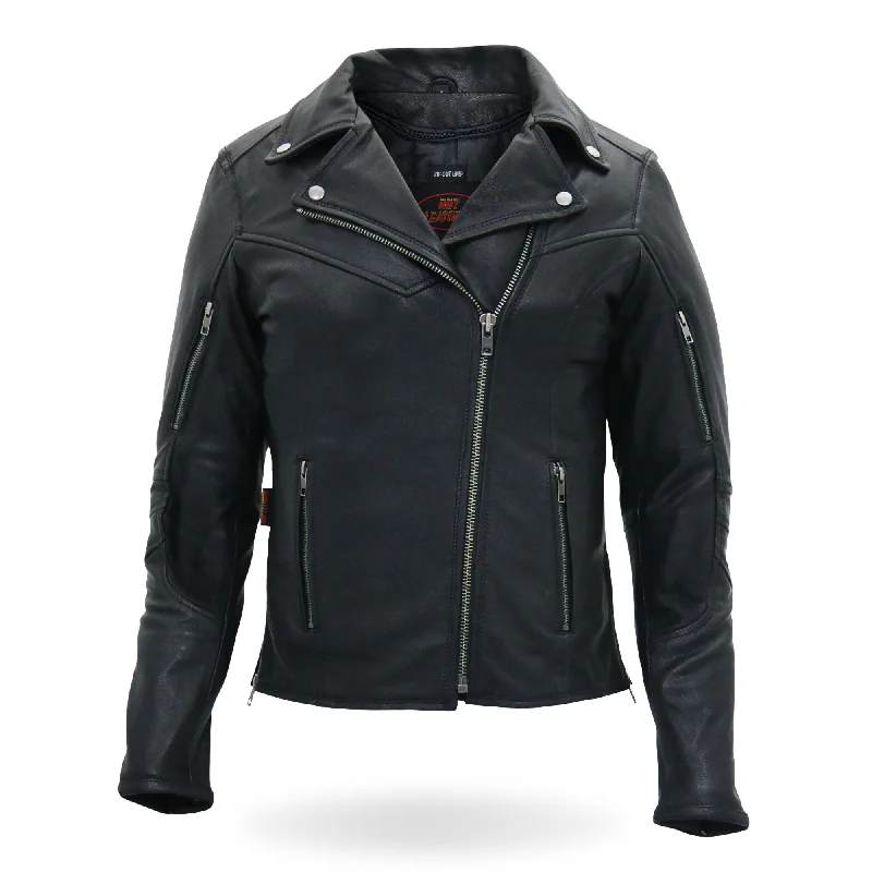 Hot Leathers JKL1029 Ladies Leather Motorcycle Concealed carry Biker Jacket with Vents and Side Zippers Satin Fabric Silk Fabric Chiffon Fabric Hot Leathers JKL1029 Ladies Leather Motorcycle Concealed carry Biker Jacket with Vents and Side Zippers Satin Fabric Silk Fabric Chiffon Fabric