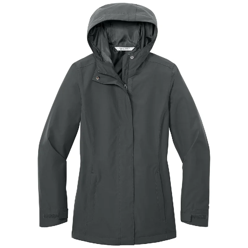 Port Authority Women's Grey Steel C-FREE Rain Jacket Jacket Blazer Coat