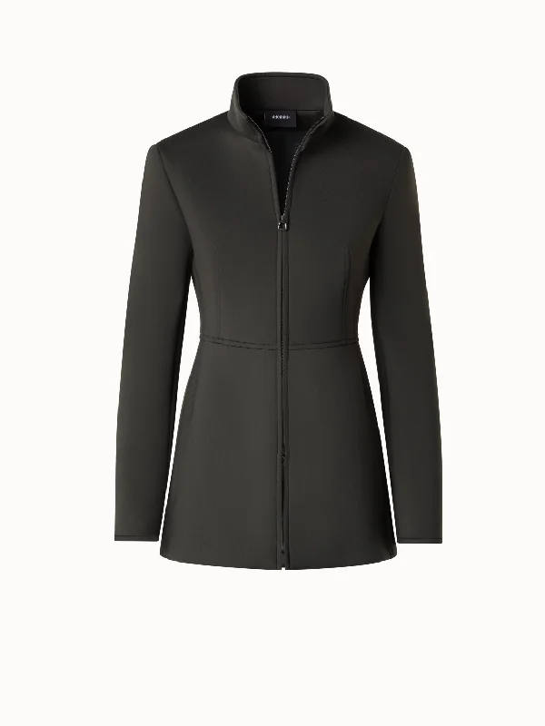 Long Neoprene Jacket with Stand Up Collar Notch Collar Jacket Peter Pan Collar Jacket Cowl Neck Jacket Long Neoprene Jacket with Stand Up Collar Notch Collar Jacket Peter Pan Collar Jacket Cowl Neck Jacket