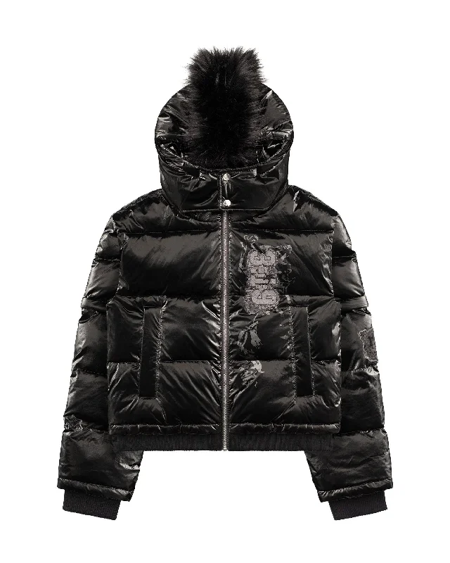 Mohawk Convertible Puffer Jacket A-Line Jacket Boat Neck Shawl Collar