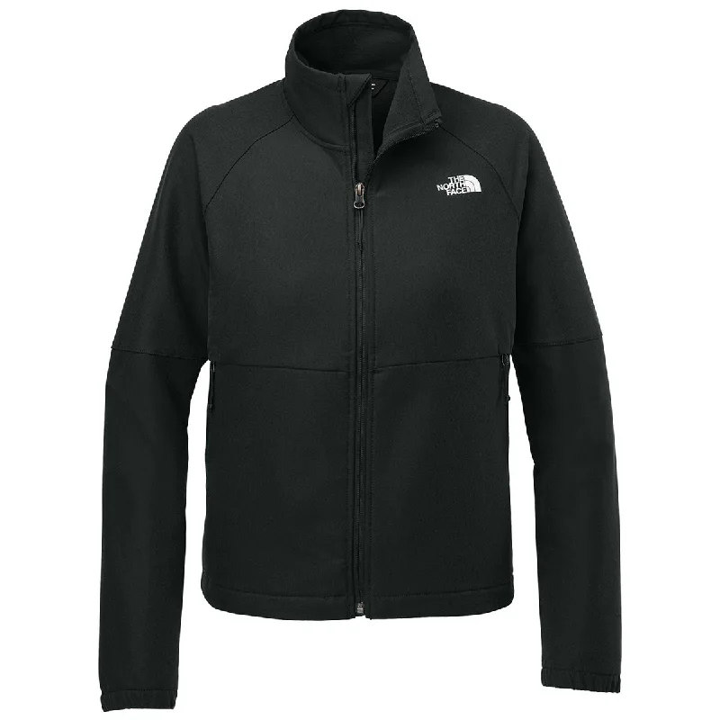 The North Face Women's TNF Black Heather Barr Lake Soft Shell Jacket Collared Jacket Crew Neck Jacket Turtle Neck Jacket
