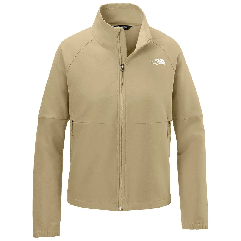 The North Face Women's Khaki Stone Dark Heather Barr Lake Soft Shell Jacket Satin Fabric Silk Fabric Chiffon Fabric