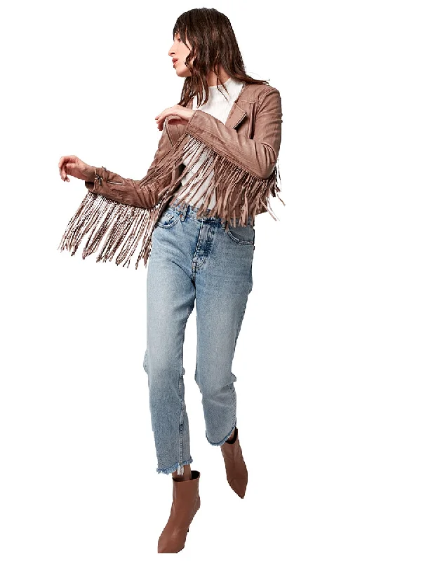 ONE LOVE FRINGE MOTO JACKET Rayon Fabric Velvet Fabric Corduroy Fabric