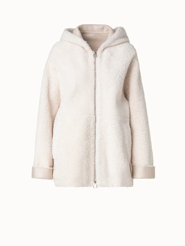 Oversize Shearling Leather Jacket with Hood Faux Fur Fabric Real Fur Fabric Shearling Fabric Oversize Shearling Leather Jacket with Hood Faux Fur Fabric Real Fur Fabric Shearling Fabric