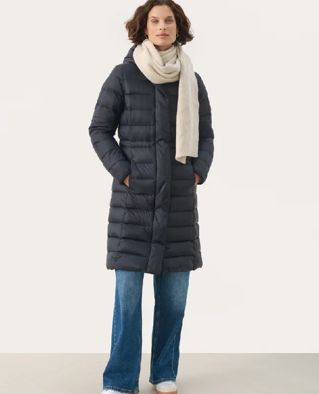 Part Two Lainey Navy Quilted Jacket Hoodie Zip-Up Jacket Button-Up Jacket