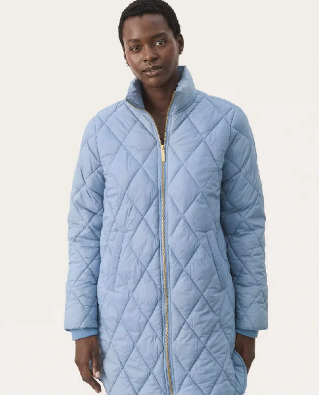 Part Two Ollias Windward Blue Quilted Jacket - UK14 Nylon Fabric Polyester Fabric Spandex Fabric