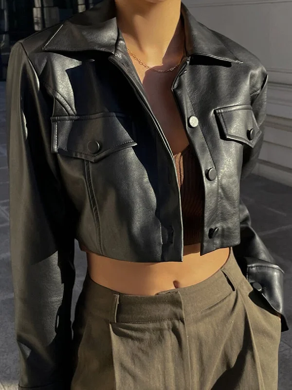 Getadme-Womens Vintage PU Leather Jacket Coat Windbreaker Faux Fur Jacket Outerwear Coat Motorcycle Y2K 90s Jacket Streetwear Zip Front Button Front Snap Front