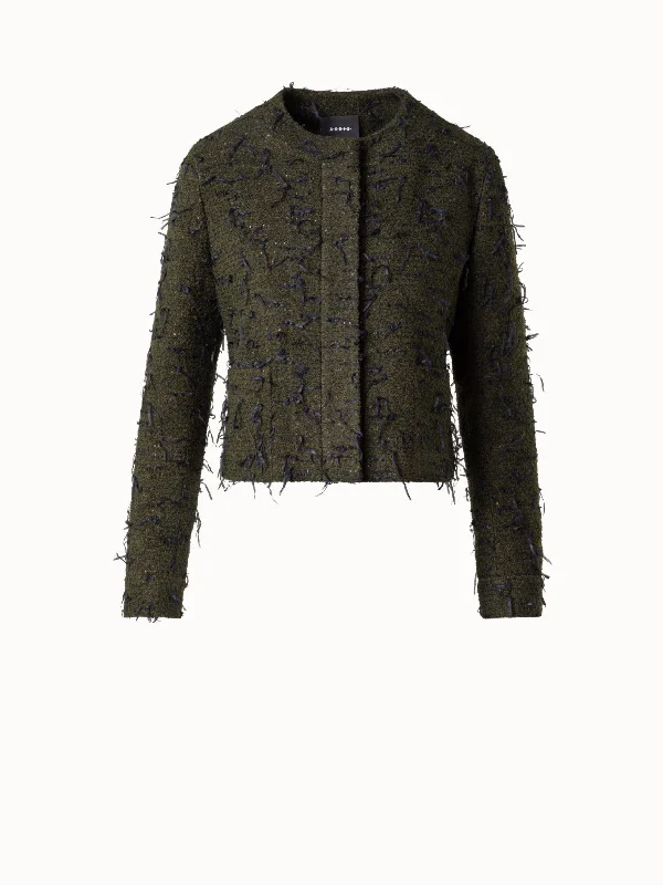 Sequined Bouclé Short Jacket Elasticated Jacket Padded Jacket Insulated Jacket