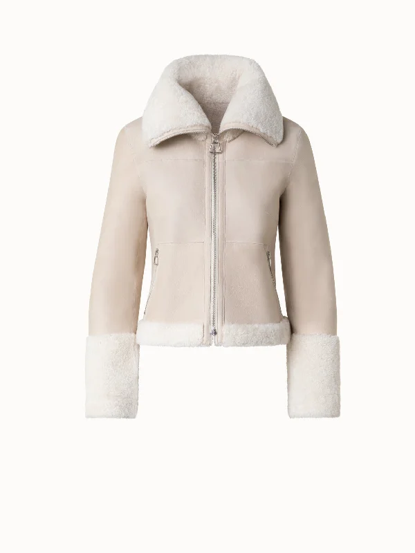 Short Double Faced Shearling Leather Jacket Mesh Jacket Canvas Jacket Denim Jacket