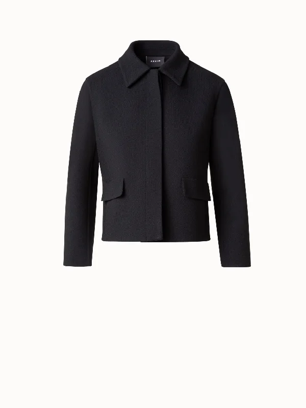 Short Jacket in Double-Face Wool Crêpe Rayon Jacket Velvet Jacket Corduroy Jacket