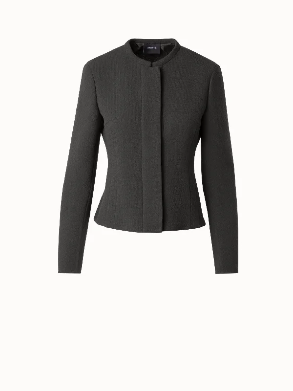 Short Tailored Jacket in Wool Double-Face Knit Jacket Woven Jacket Fleece Jacket