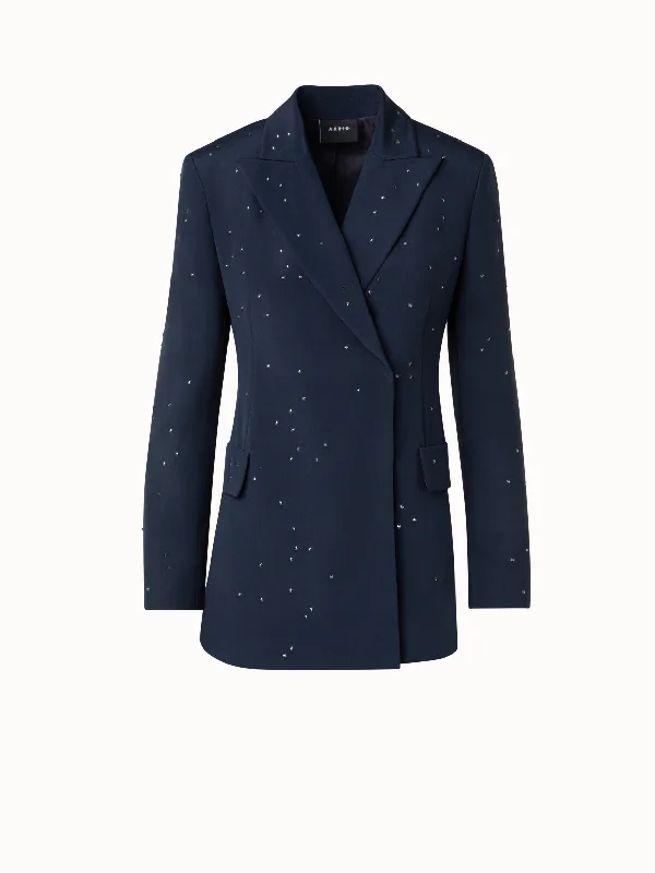 Silk Crêpe Jacket with Swarovski Stars Oversized Jacket Tailored Jacket Straight Jacket Silk Crêpe Jacket with Swarovski Stars Oversized Jacket Tailored Jacket Straight Jacket