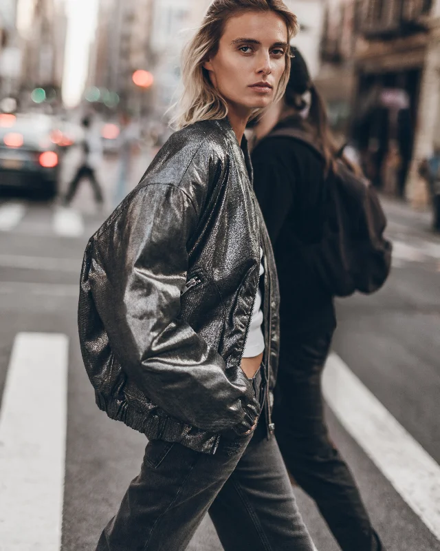 The Silver Bomber Jacket Collared Jacket Crew Neck Jacket Turtle Neck Jacket