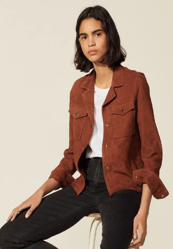 Women’s Camel Brown Suede Leather Trucker Jacket Belted Jacket Elasticated Jacket Padded Jacket Women’s Camel Brown Suede Leather Trucker Jacket Belted Jacket Elasticated Jacket Padded Jacket