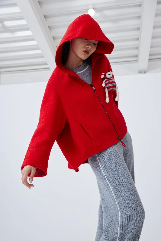 Women's oversize cashmere jacket Ribbed Jacket Pleated Jacket Ruffled Jacket