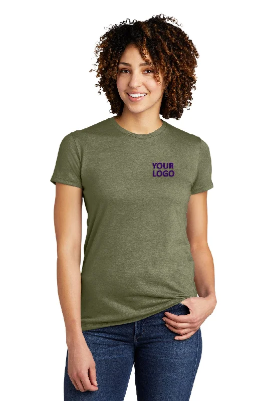 Allmade Women's Tri-Blend Custom Tee, Olive You Green Polka Dot Checkered Tartan