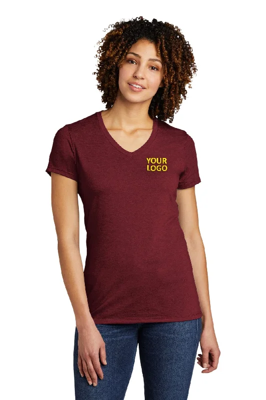 Allmade Women's Tri-Blend Branded V-Neck Tee, Vino Red Mesh Blend Leather Blend Suede Blend