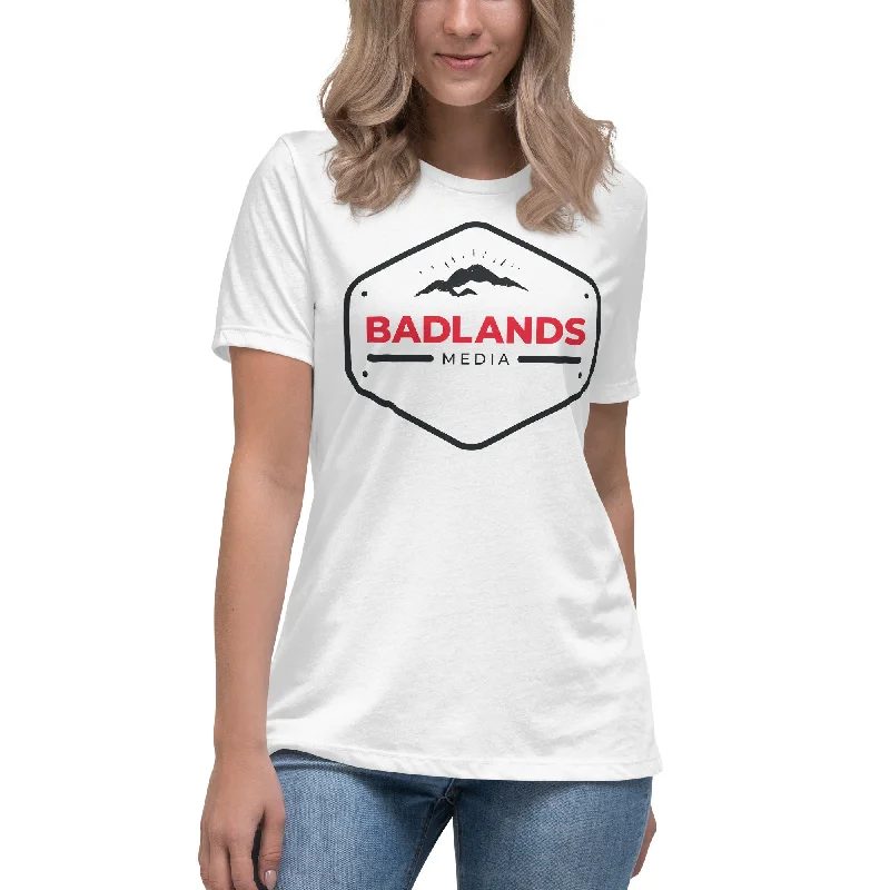 Badlands Women's Relaxed T-Shirt with red/blk logo Faux Fur Fabric Real Fur Fabric Shearling Fabric