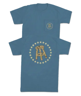 Barstool Sports Stool & Stars Camo SS Pocket Tee in Blue Jean Mesh Blend Leather Blend Suede Blend