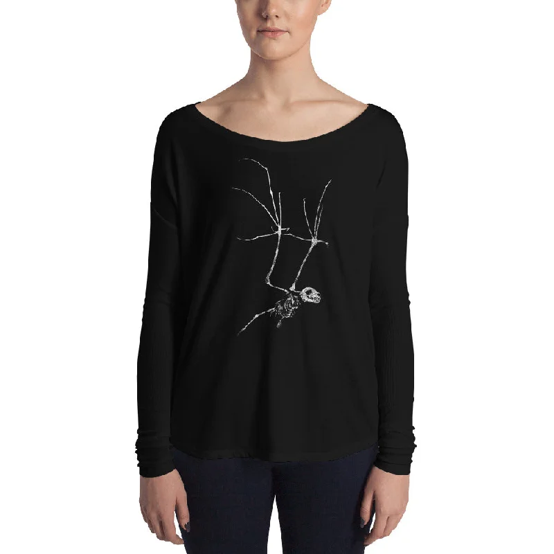 Bat Skeleton Ladies' Long Sleeve Tee Thin T-Shirt Open Front Quick Dry