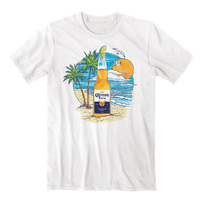 Corona - Retro Beach T-Shirt Cotton Fabric Linen Fabric Terry Fabric