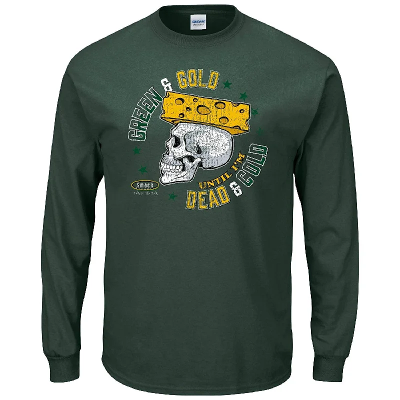 Green Bay Packers Green & Gold Until I'm Dead & Cold Long Sleeve Shirt Knit Fabric Woven Fabric Fleece Fabric