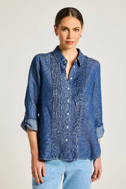 Maya Shirt Zippered Front Buttoned Front Snap Front