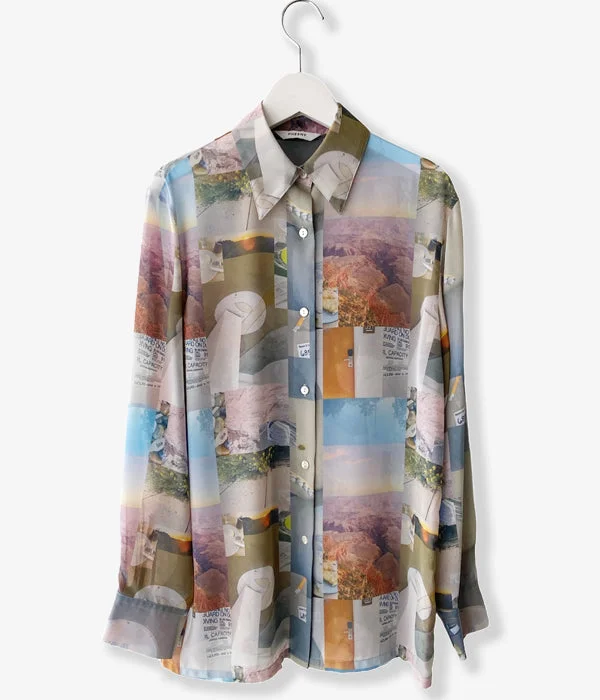 PHEENY/PRINT CHIFFON SHIRT(MULTI) Cozy Warm Stylish