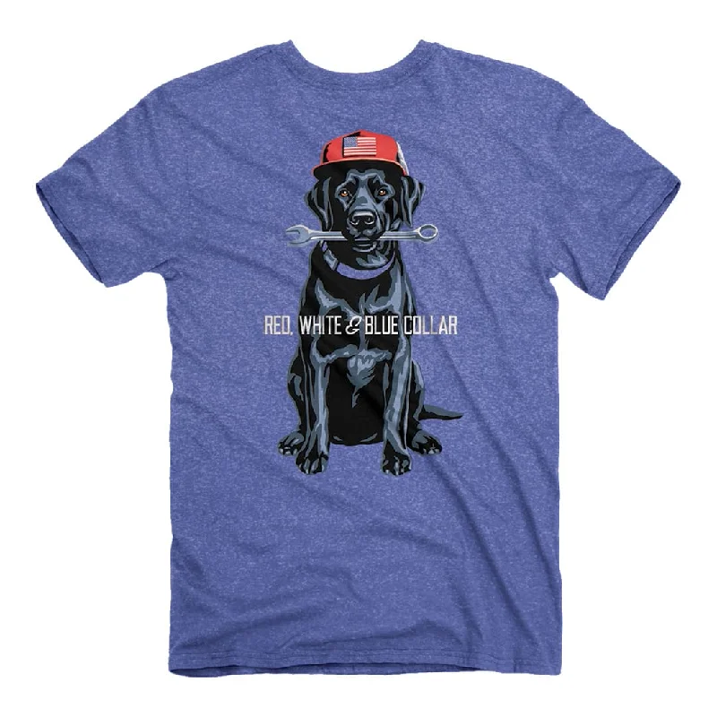 Red, White, and Blue Collar - Lab Wrench T-Shirt Mesh Blend Leather Blend Suede Blend