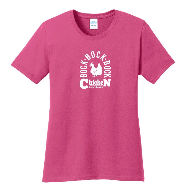 Women's Livin' Country Barnyard Chicken T-shirt Hooded Caped Shawl Collar