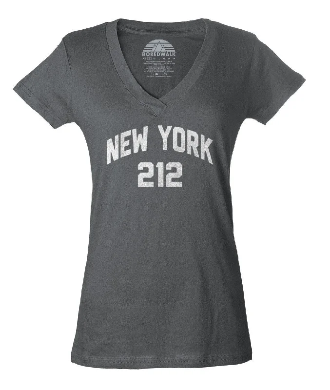 Women's New York City 212 Area Code Vneck T-Shirt Spandex Blend Rayon Blend Denim Blend