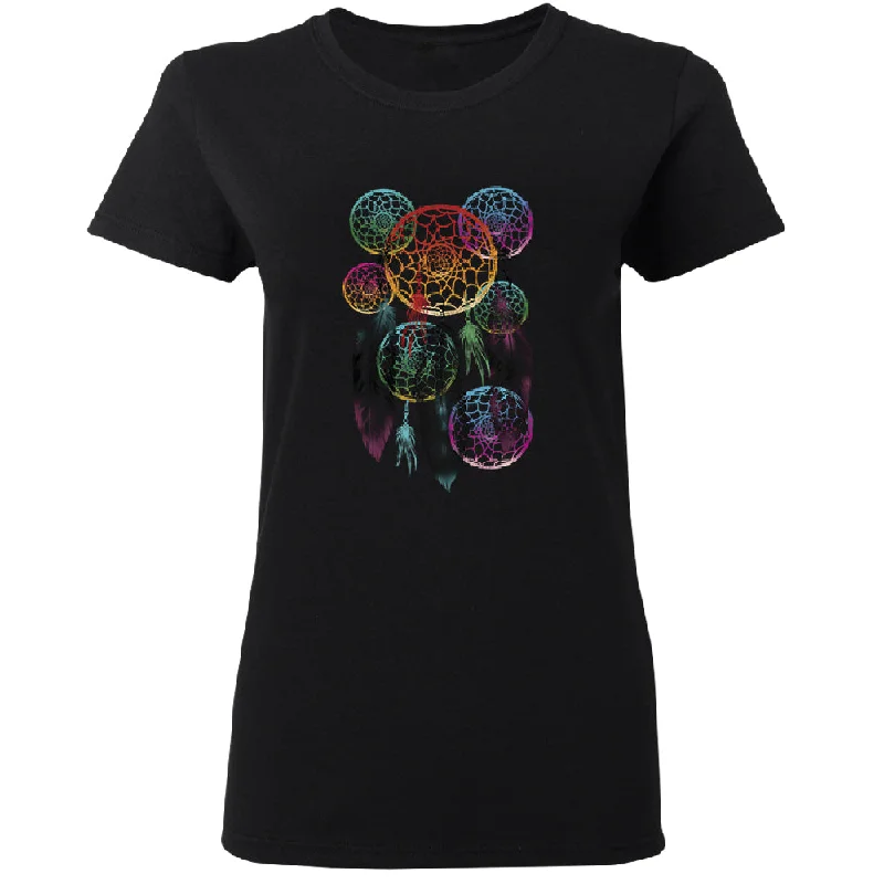 Zexpa Apparel™ Colorful Rainbow Dreamcatchers Women's T-Shirt Print Jacquard Patchwork