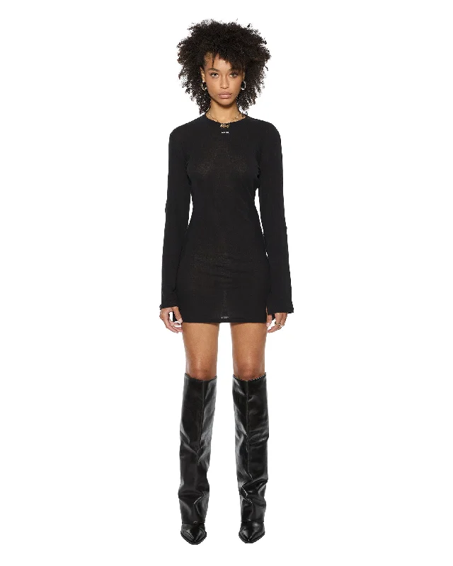 CRAWFORD LS MINI DRESS BLACK Stylish Spaghetti Strap Mini Dress