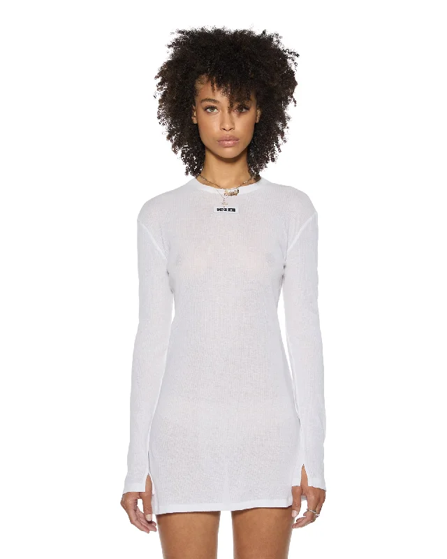 CRAWFORD LS MINI DRESS WHITE Cozy Knitted Mini Dress