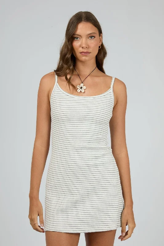 Eve Rib Stripe Mini Dress | Grey Marle Stylish Sweetheart Mini Dress