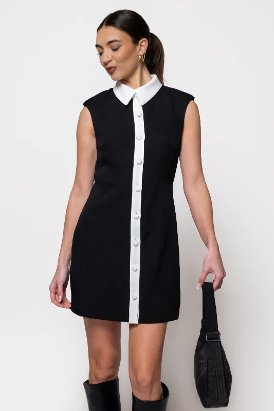 Frannie Collared Mini Dress Fashionable Polka Dot Mini Dress