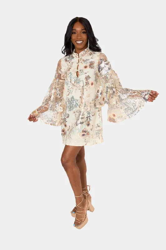 Gayle Long Sleeve Mini Dress - Smitten Fashionable A-Line Mini Dress