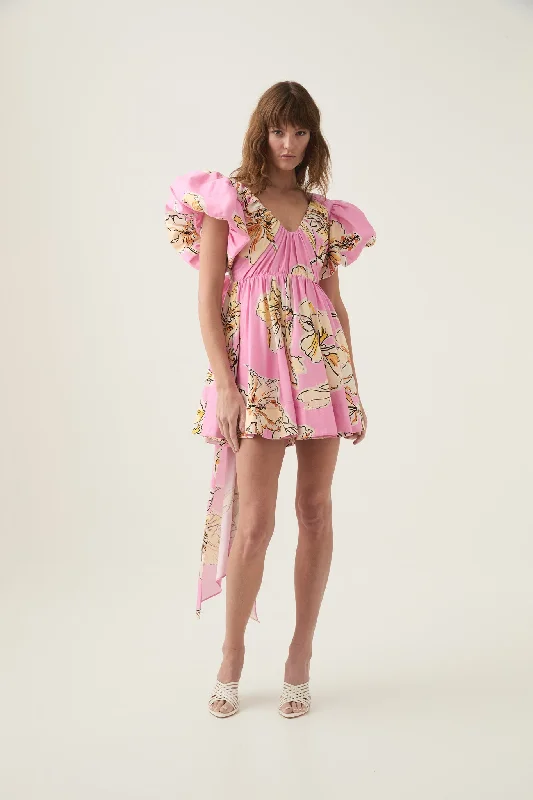 Gretta Bow Back Mini Dress Fashionable Denim Mini Dress