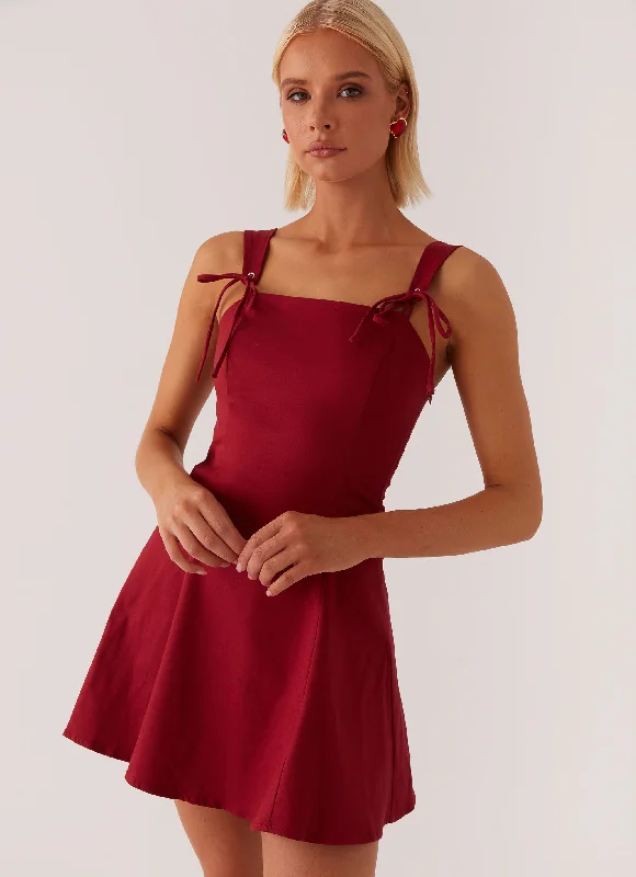 Jamaya Tie Mini Dress - Red Comfortable Bodycon Mini Dress